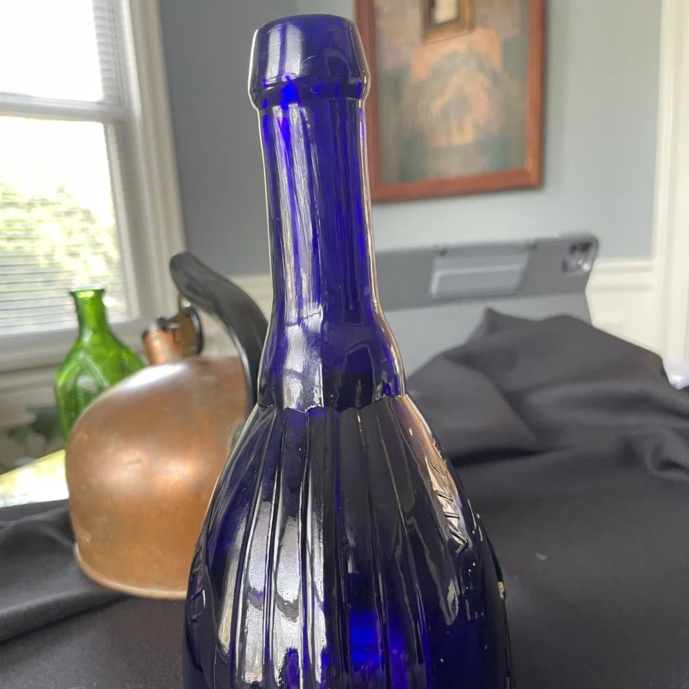 Jenny Lind Cobalt Blue Hand Blown Flask - Picture 3 of 5